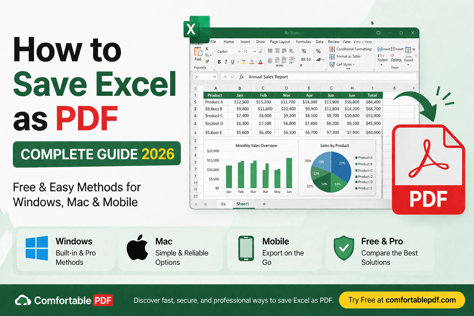 How to Save Excel as PDF — Complete Guide 2026